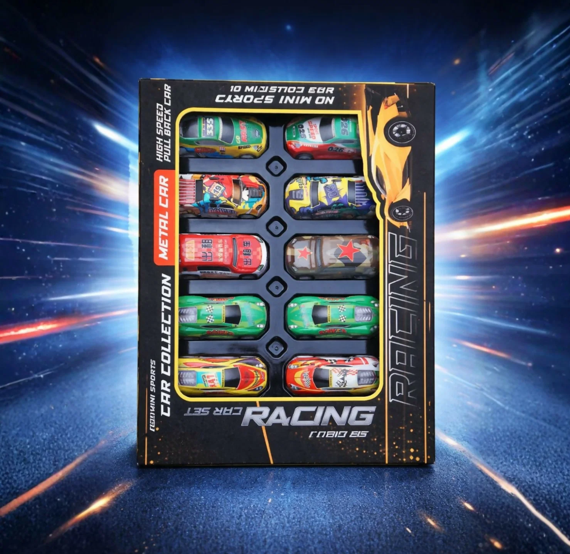 Metal Racing Cars Set – 10-Piece Pull-Back Toy Cars