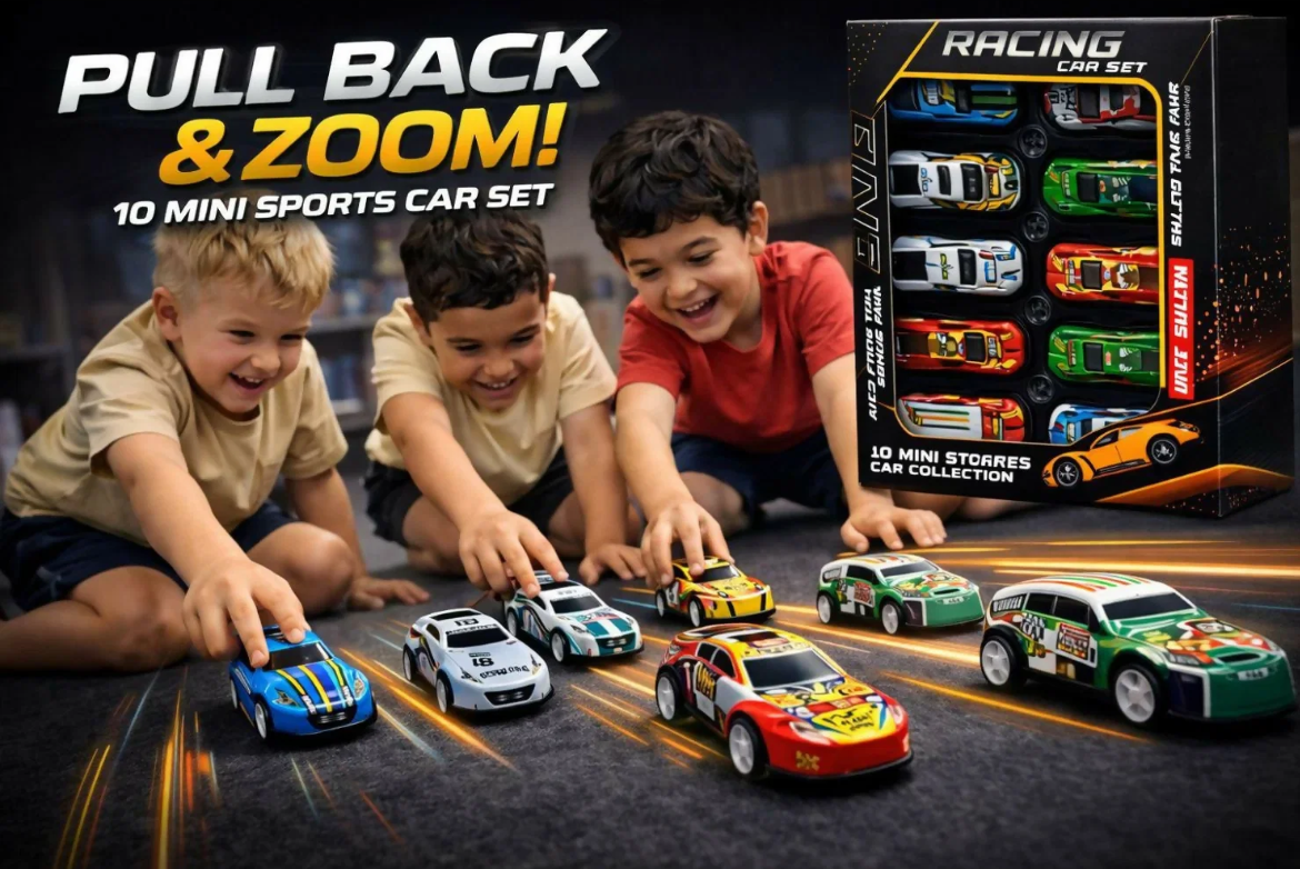 Metal Racing Cars Set – 10-Piece Pull-Back Toy Cars
