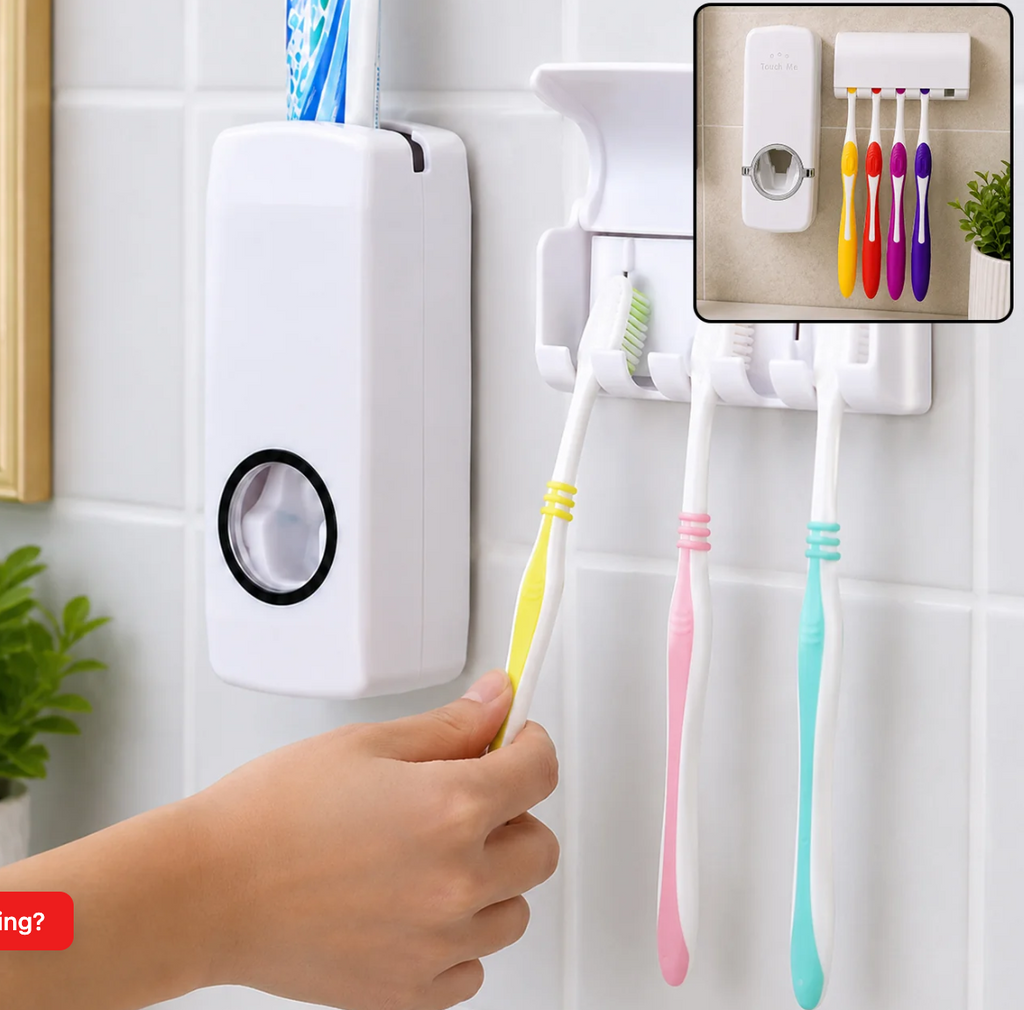 Automatic Toothpaste Dispenser & Toothbrush Holder