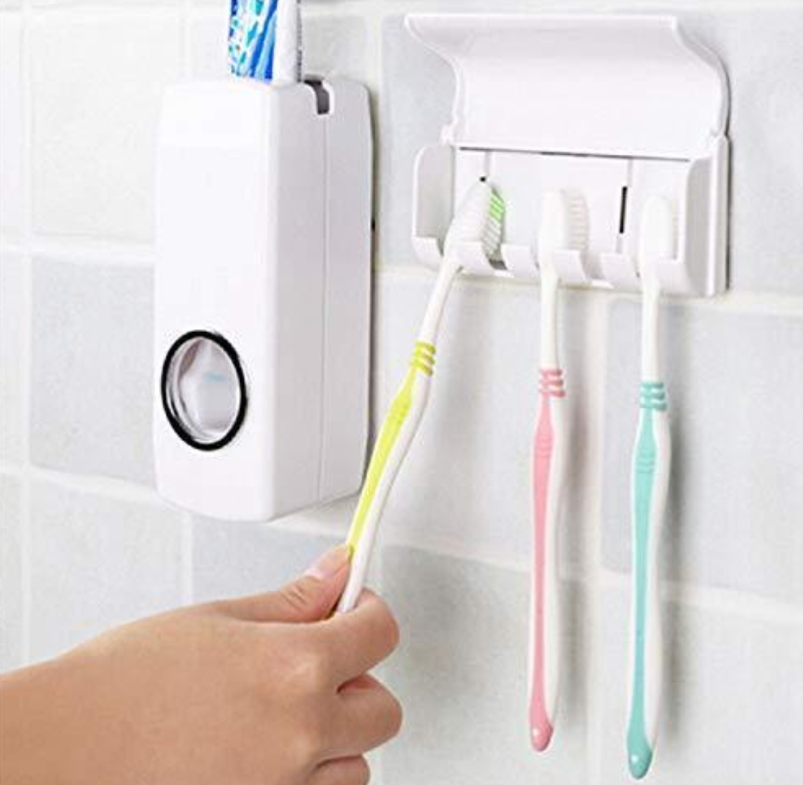 Automatic Toothpaste Dispenser & Toothbrush Holder