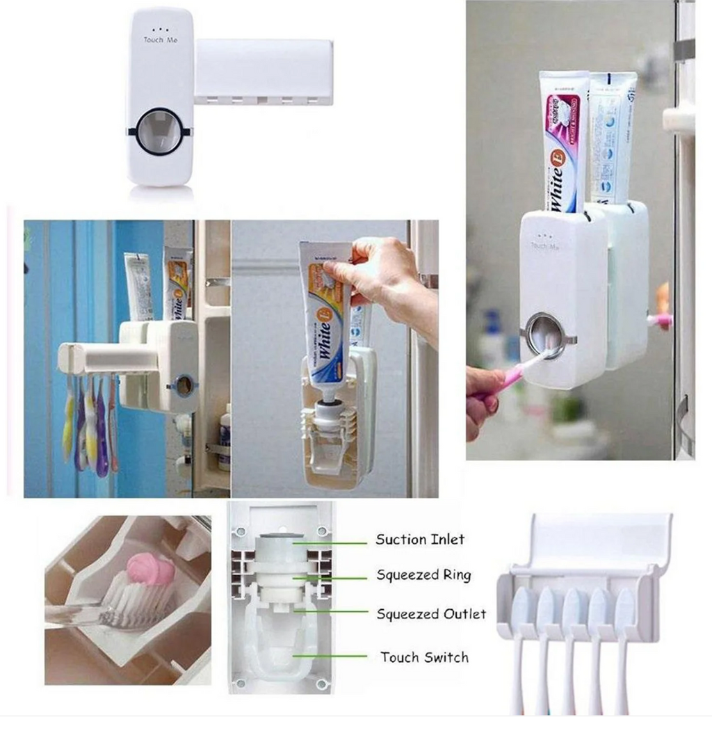 Automatic Toothpaste Dispenser & Toothbrush Holder