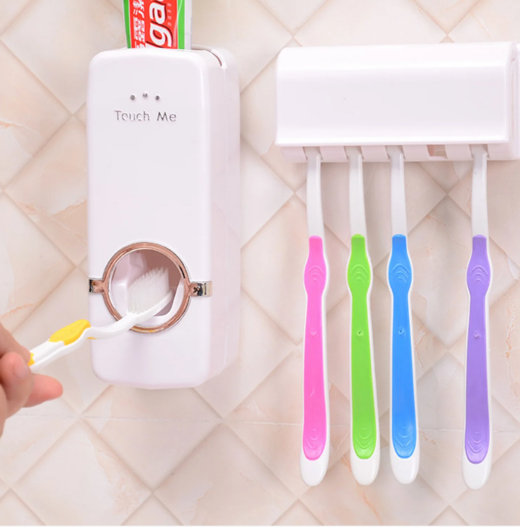 Automatic Toothpaste Dispenser & Toothbrush Holder