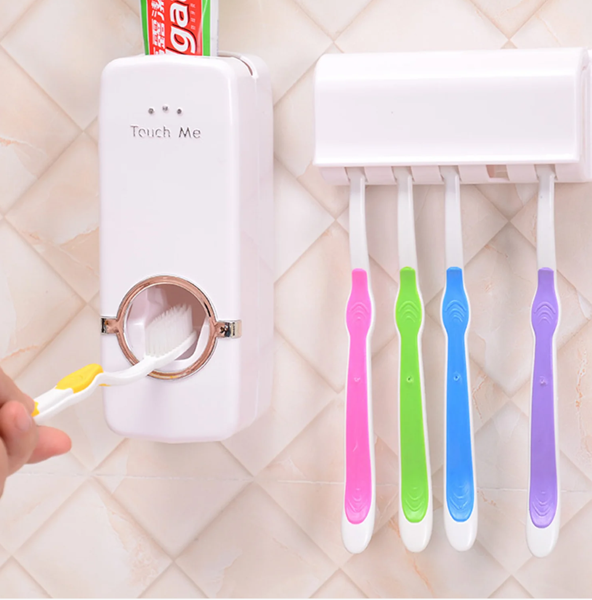 Automatic Toothpaste Dispenser & Toothbrush Holder
