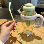 Ice Cream Water Bottle – 1300ML Leakproof Sipper with Straw