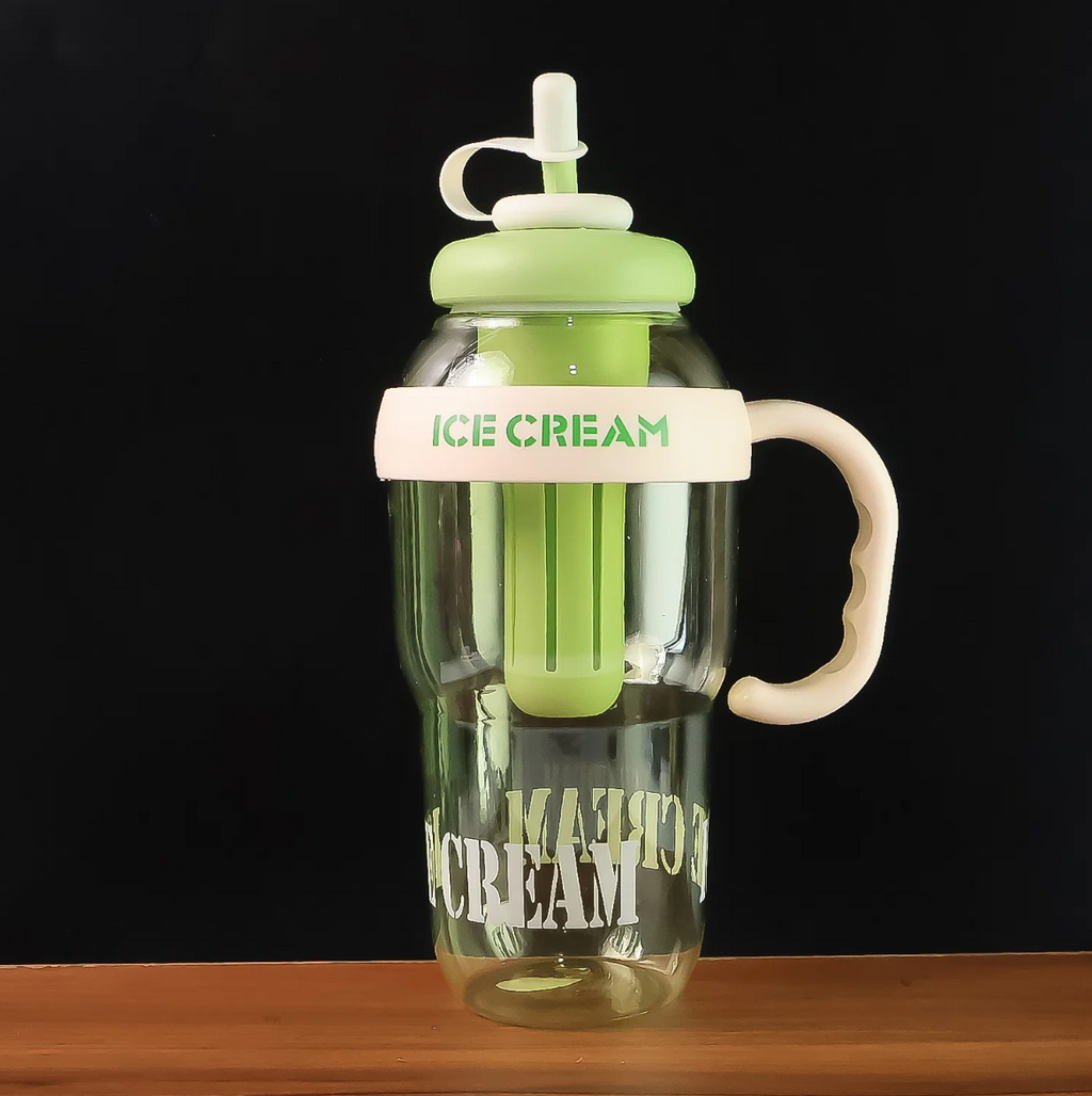 Ice Cream Water Bottle – 1300ML Leakproof Sipper with Straw